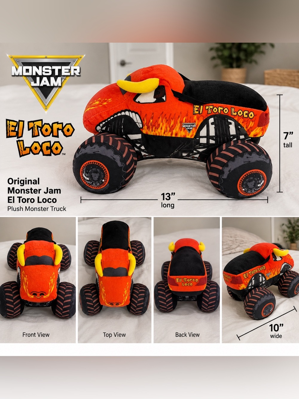 Monster Jam El Toro Loco Plush Monster Truck 13” Stuffed Toy